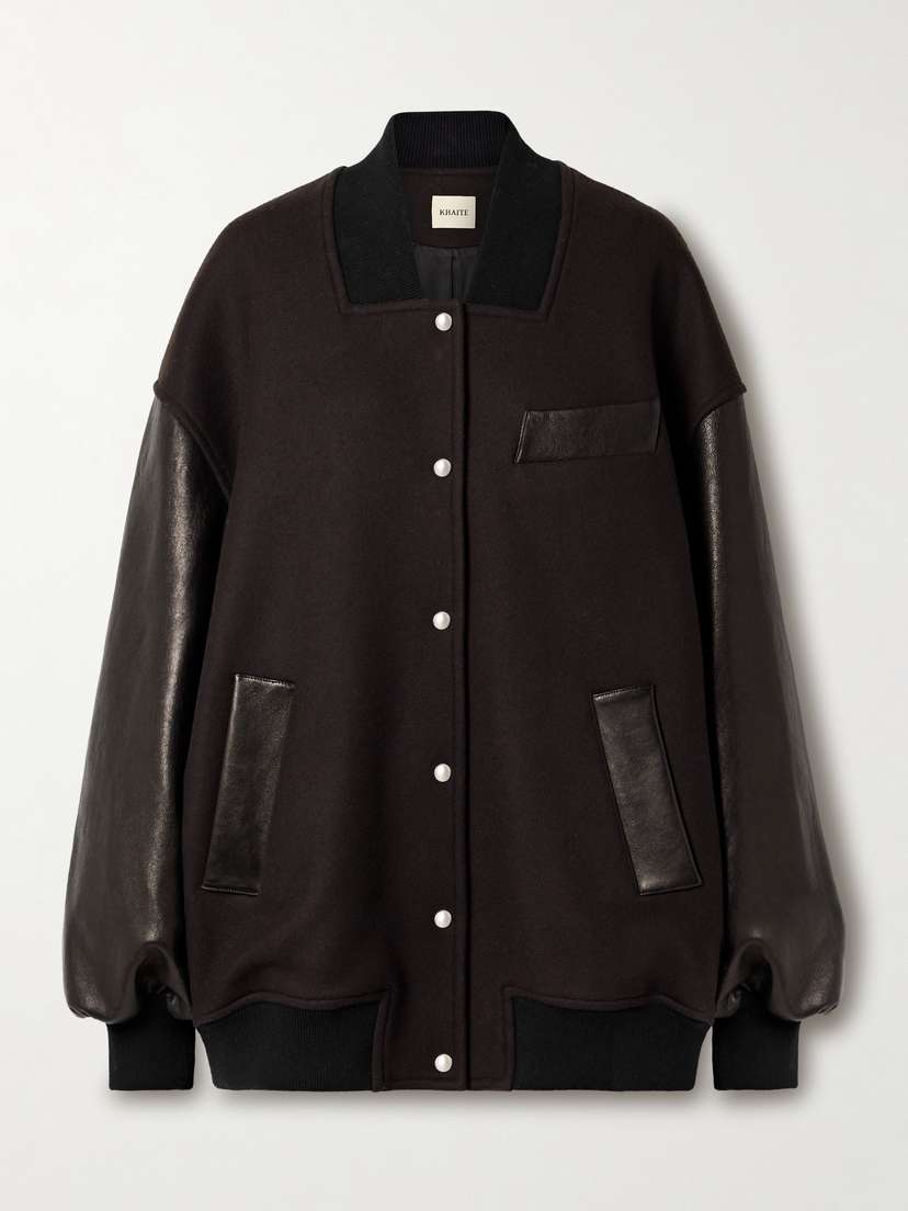 Khaite Spencer Wool-blend Felt And Leather Bomber Jacket