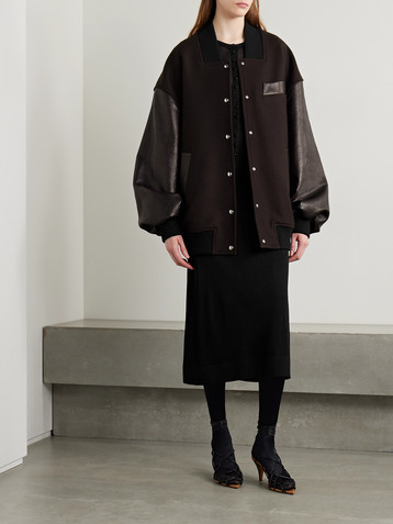 KHAITE Spencer wool-blend felt and leather bomber jacket