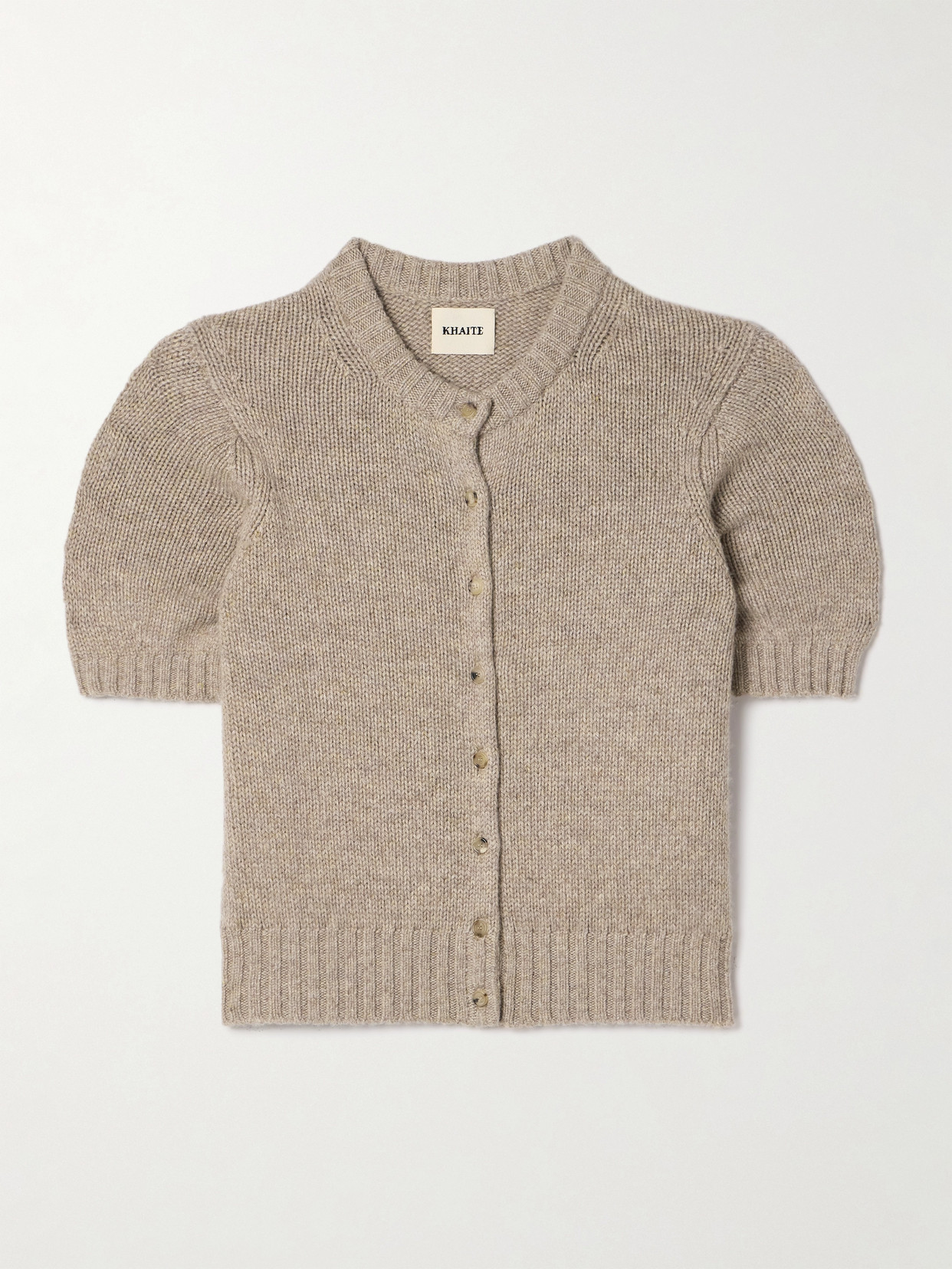KHAITE - Nora Cropped Cashmere-blend Cardigan - Neutrals