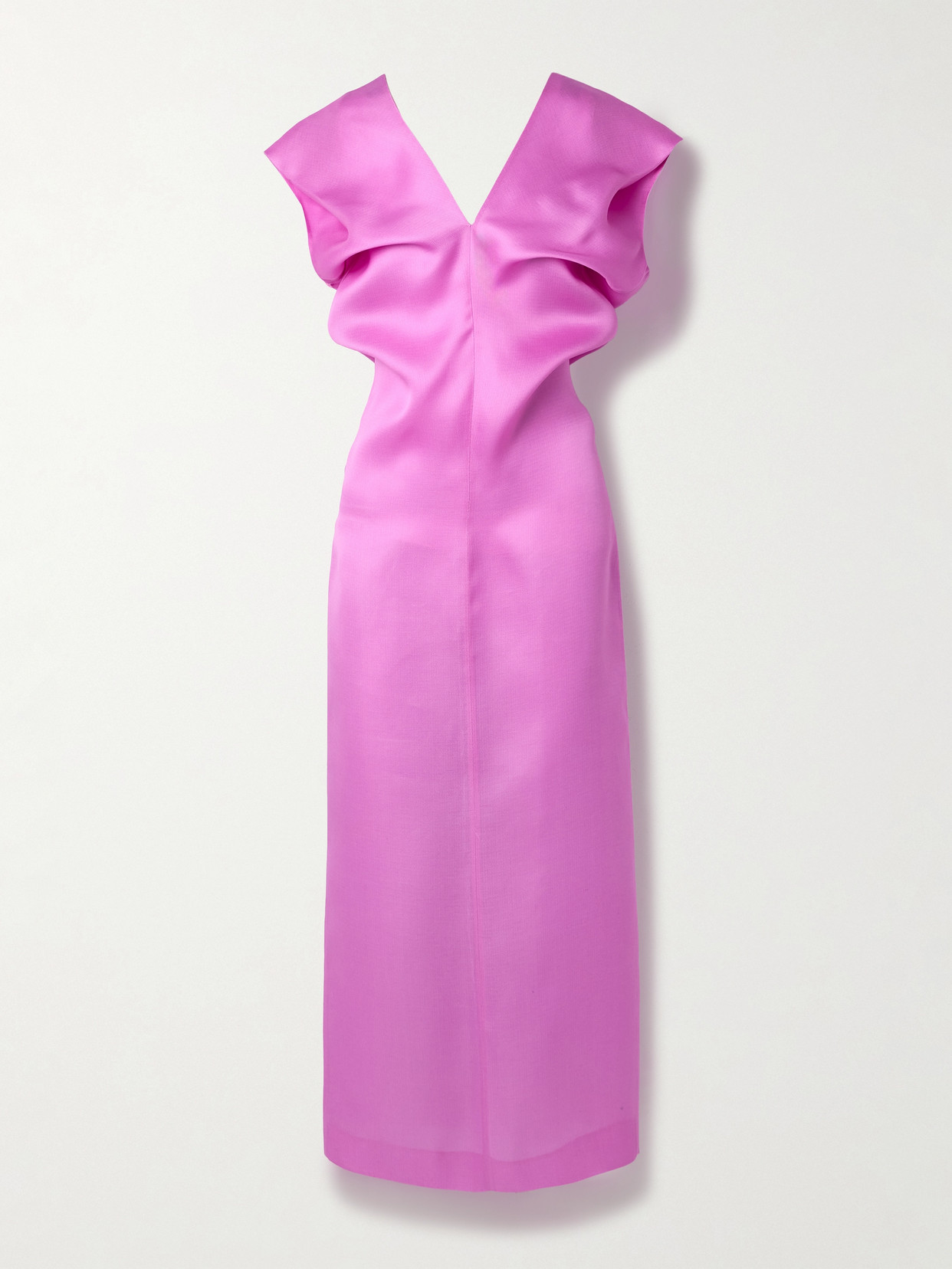 Khaite Ima Gathered Silk-gazar Midi Dress In Orchid