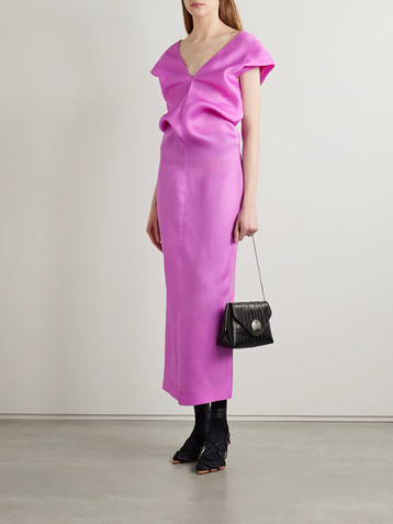 KHAITE Ima gathered silk-gazar midi dress