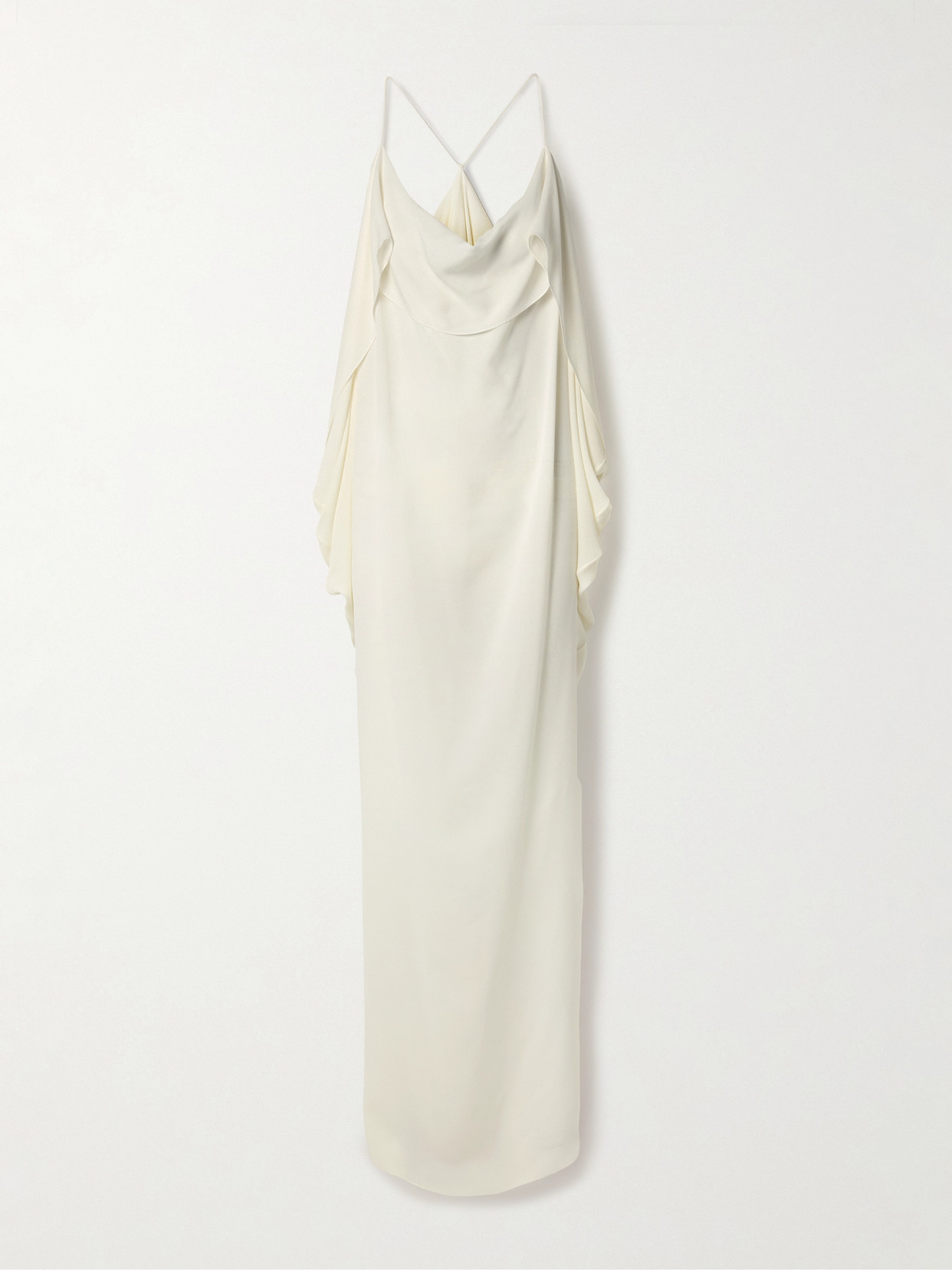 Khaite Dandora Draped Silk-gerogette Midi Dress In White
