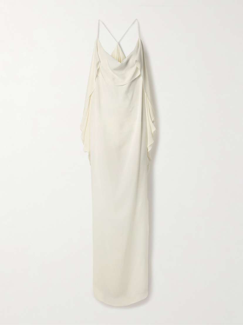 Khaite Dandora Draped Silk-gerogette Maxi Dress
