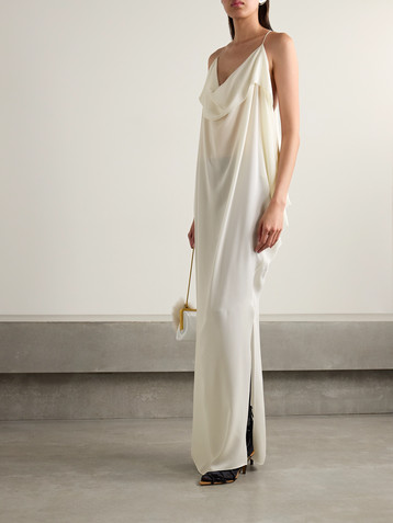 KHAITE Dandora draped silk-gerogette maxi dress