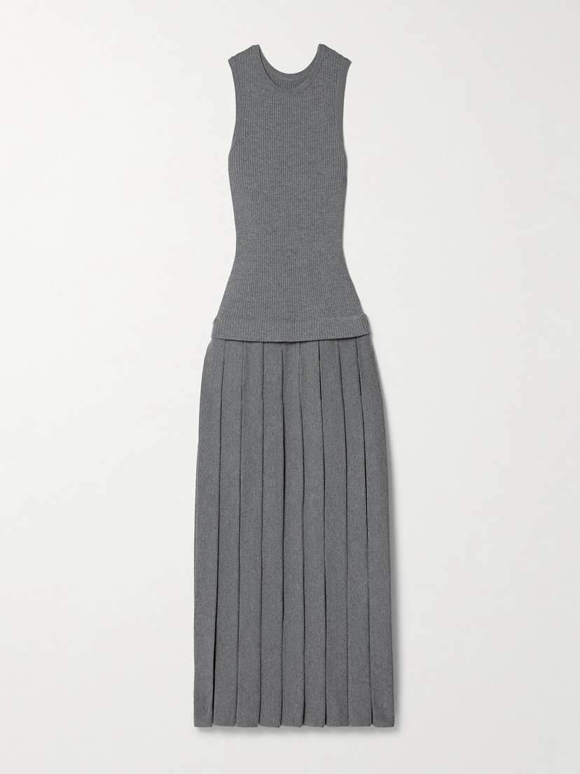 Khaite Cassette Pleated Ribbed Wool-blend Midi Dress