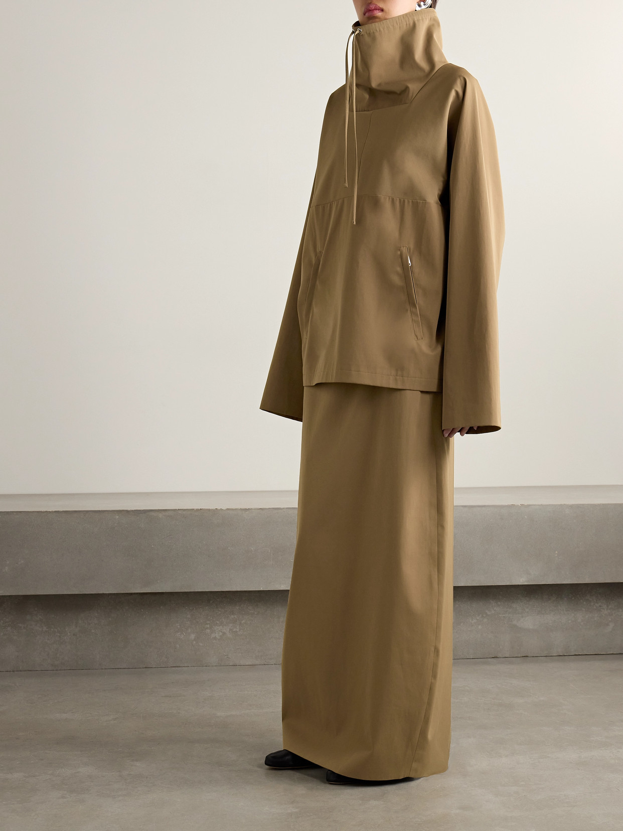 Khaite Lauson Twill Maxi Skirt In Brown