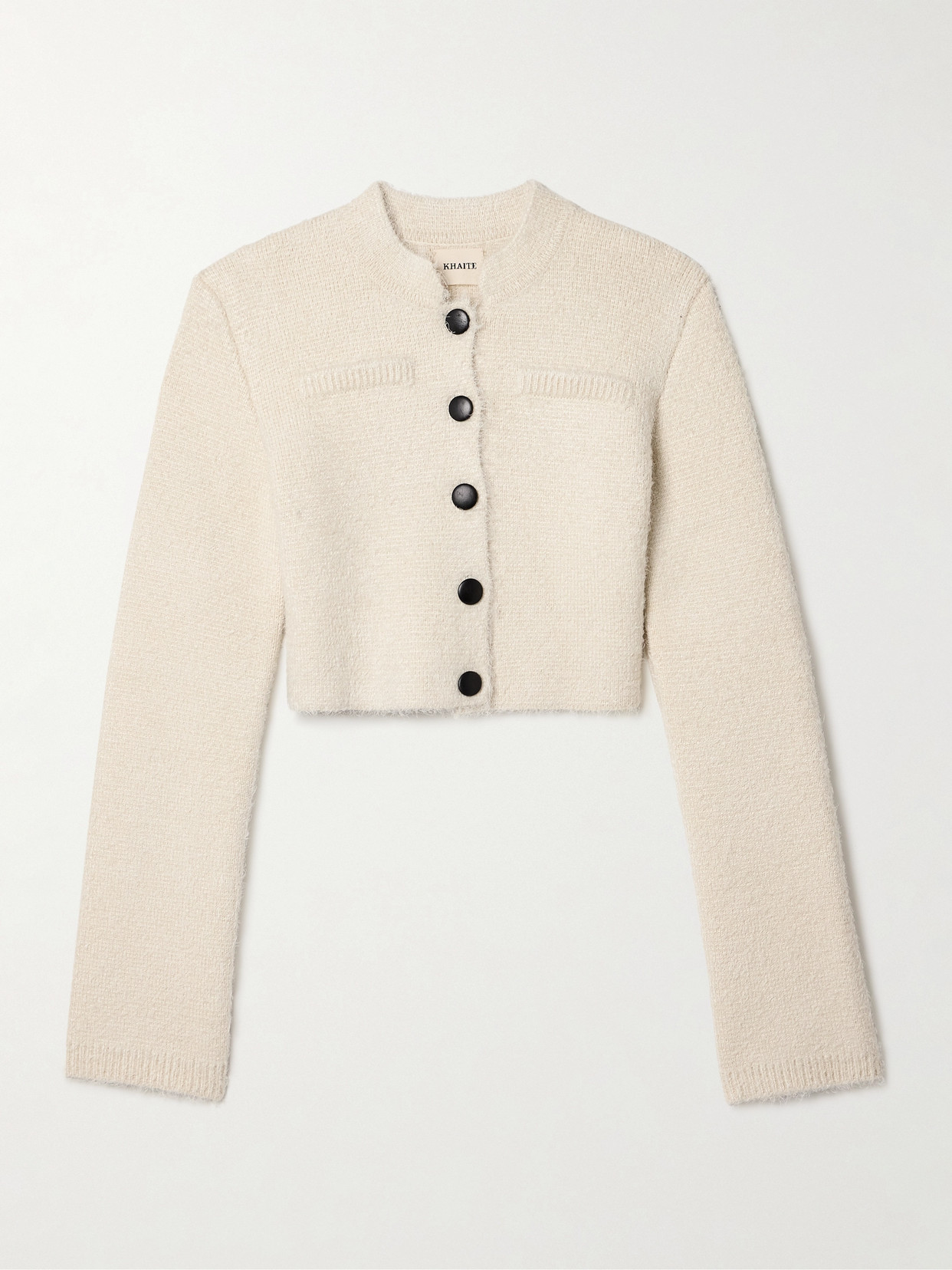 Khaite Ello Brushed Silk And Cashmere-blend Cardigan In Cream