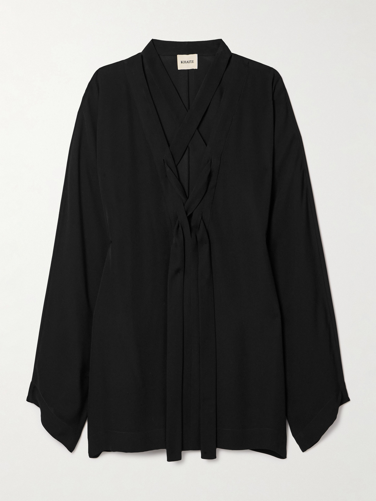 Khaite Mehna Lace-up Silk Crepe De Chine Mini Dress In Black