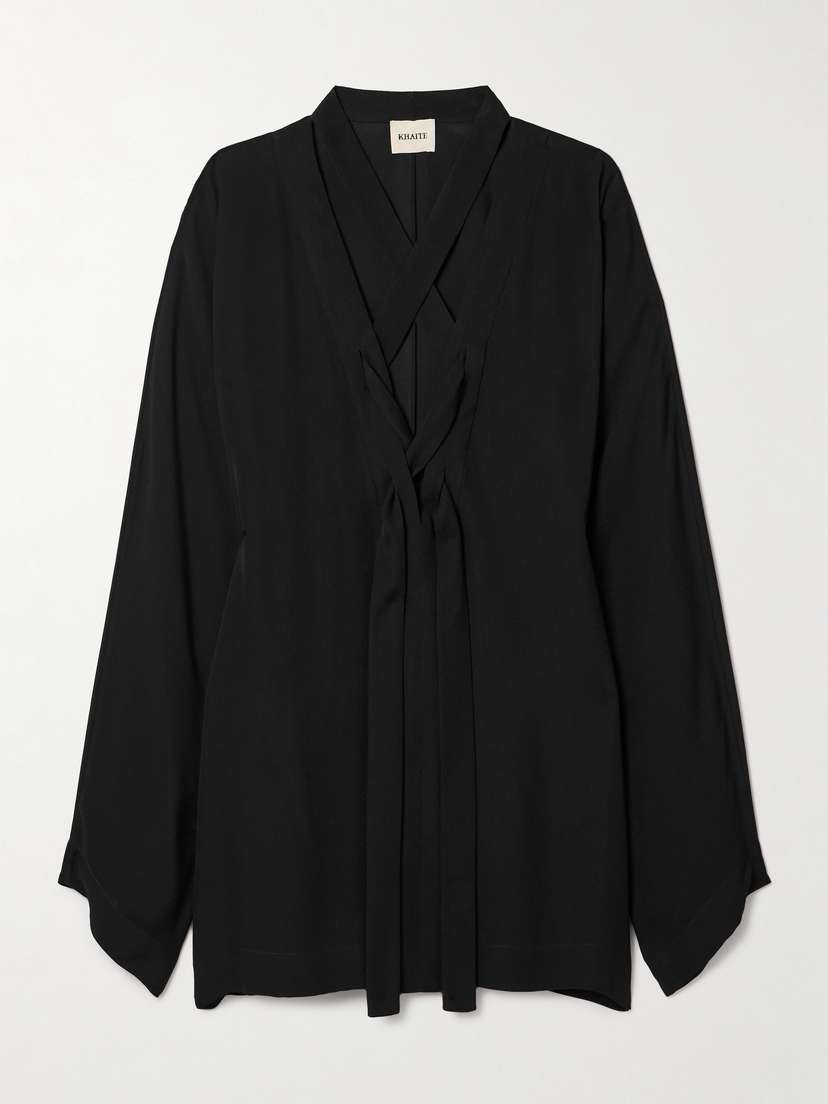 Khaite — Mehna lace-up silk crepe de chine mini dress