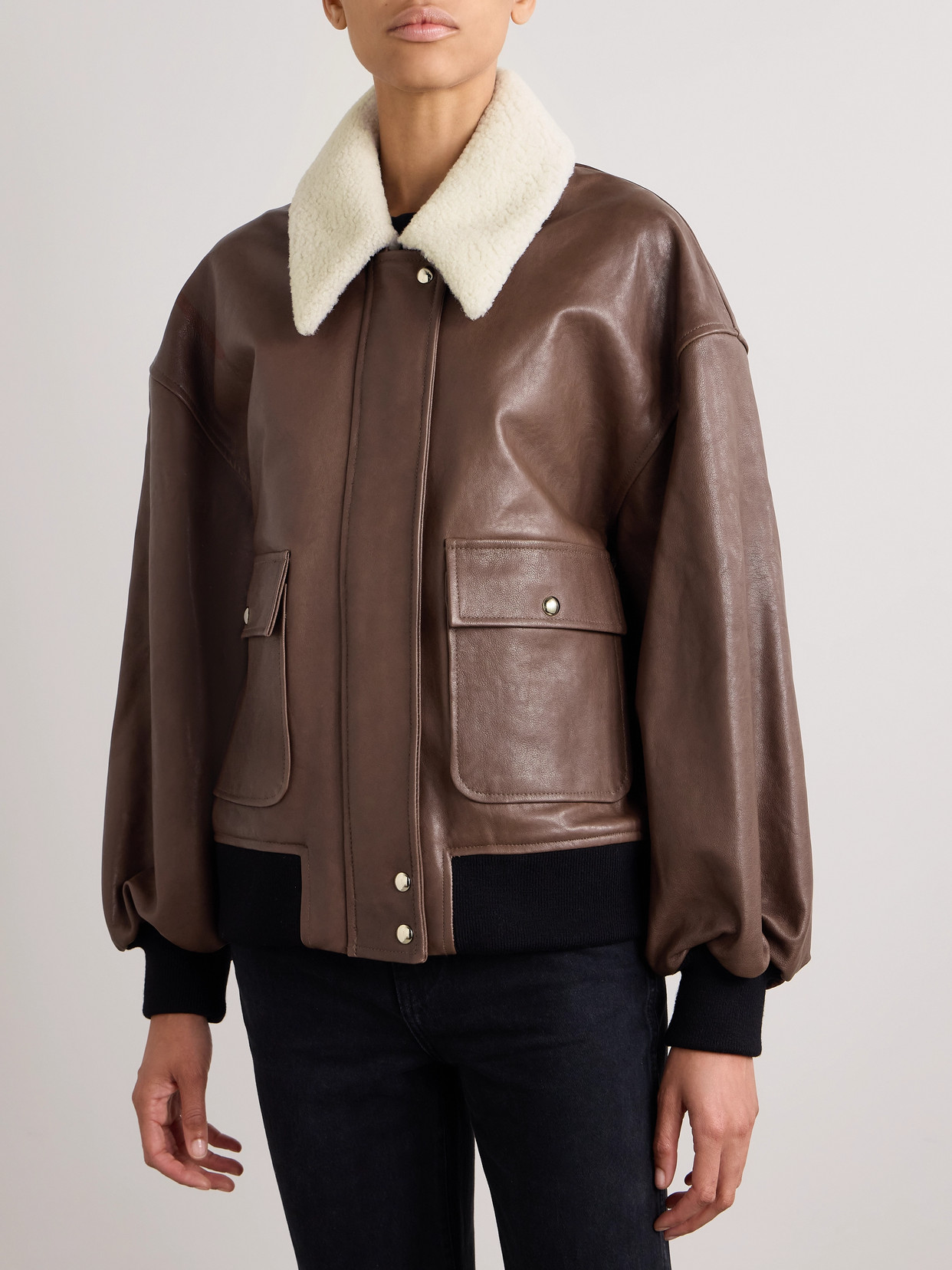 Khaite Shellar Jacket Classic Brown Leather In Brown