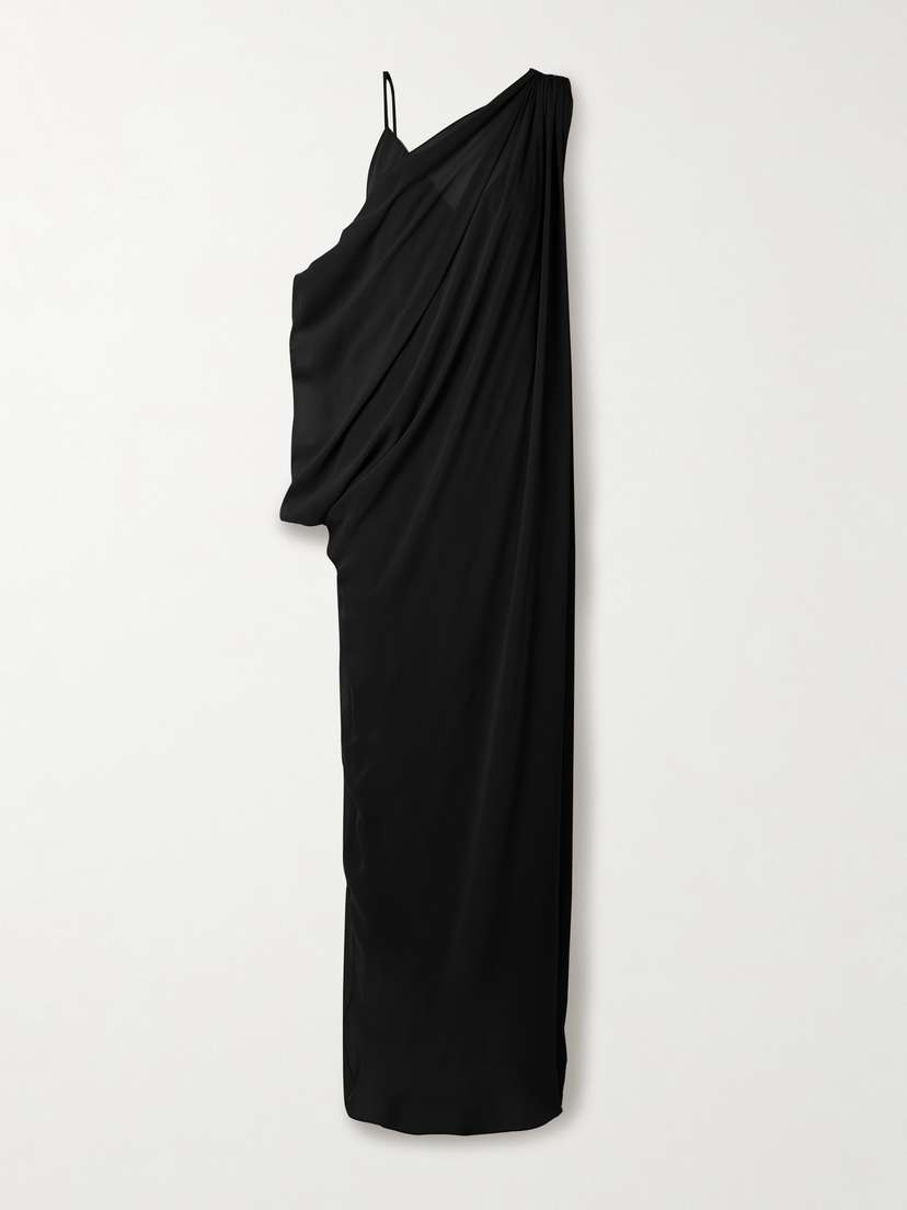 Khaite Taj One-shoulder Layered Draped Silk-chiffon Maxi Dress