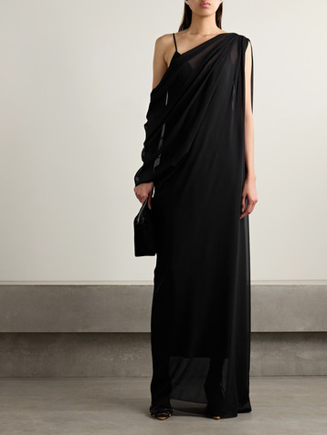 KHAITE Taj one-shoulder layered draped silk-chiffon maxi dress