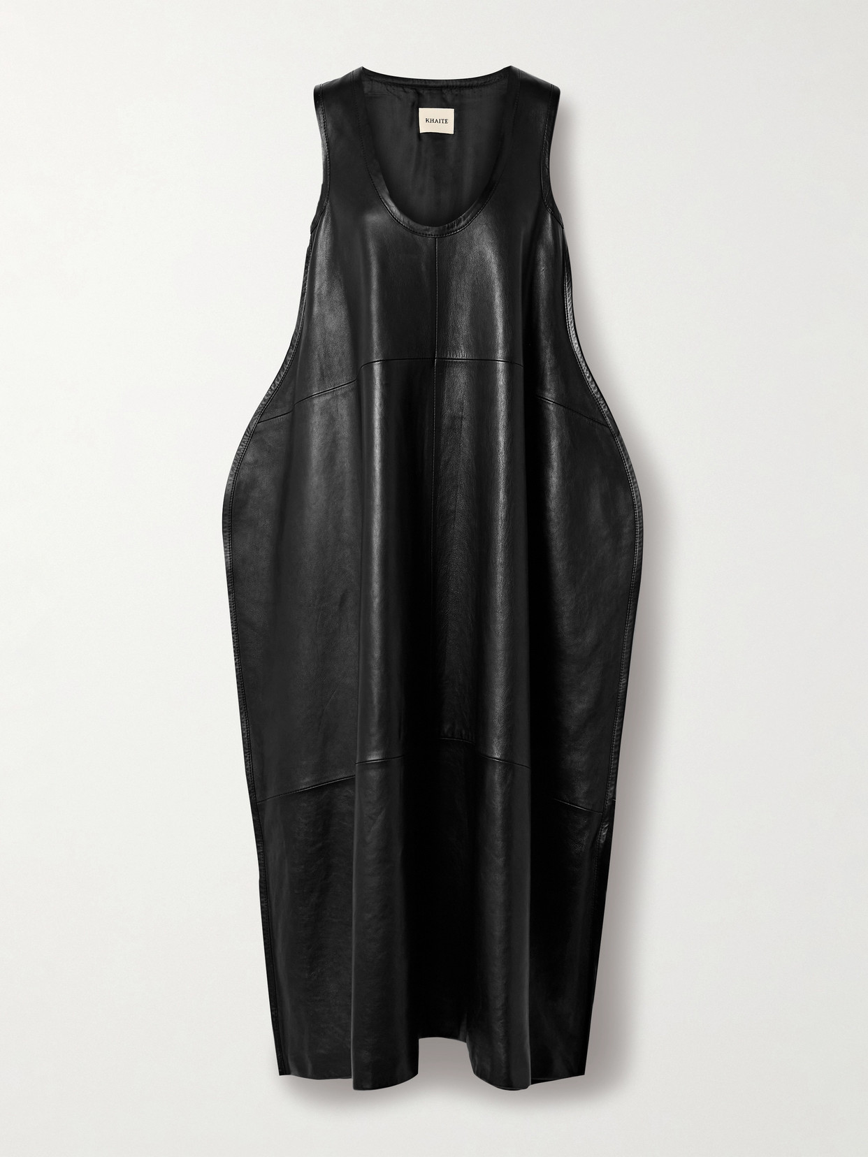 Khaite Coli Leather Midi Dress In Black