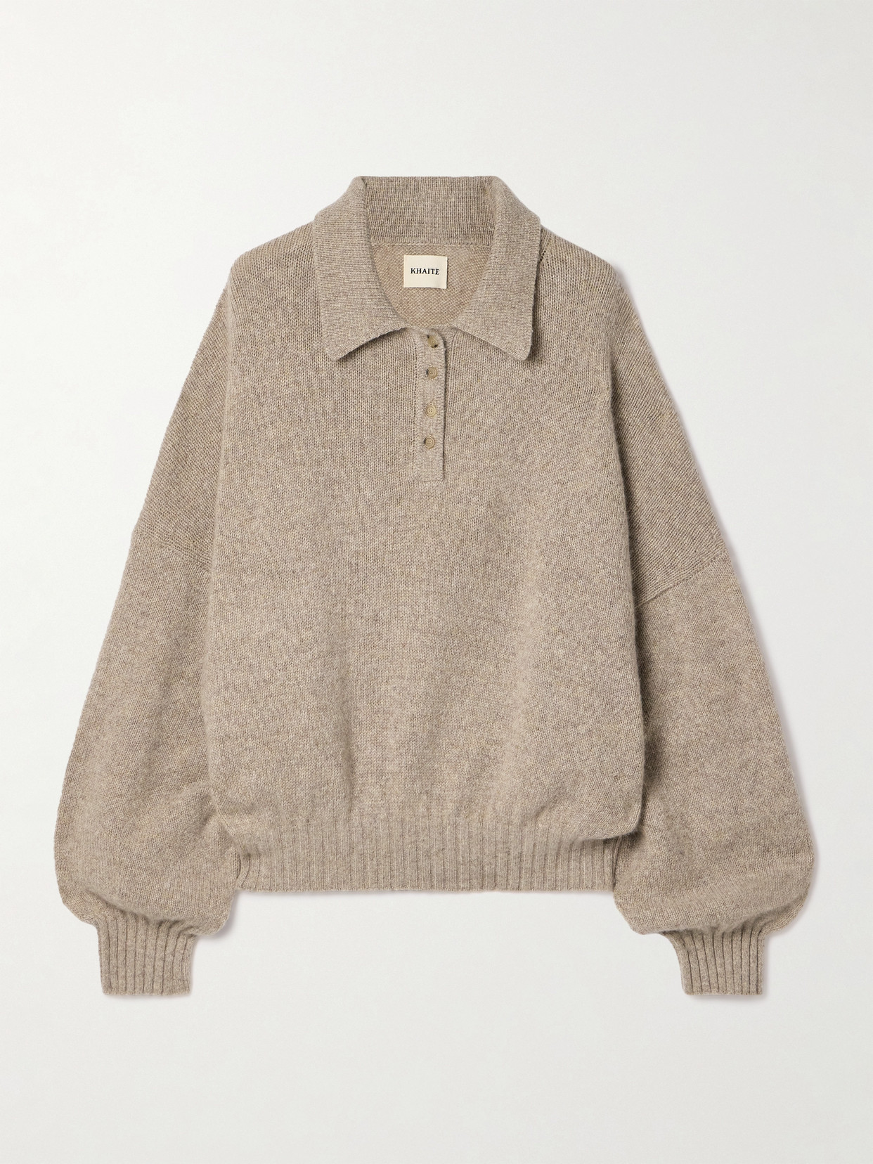 Shop Khaite Rene Oversized Cashmere Polo Sweater In Brown