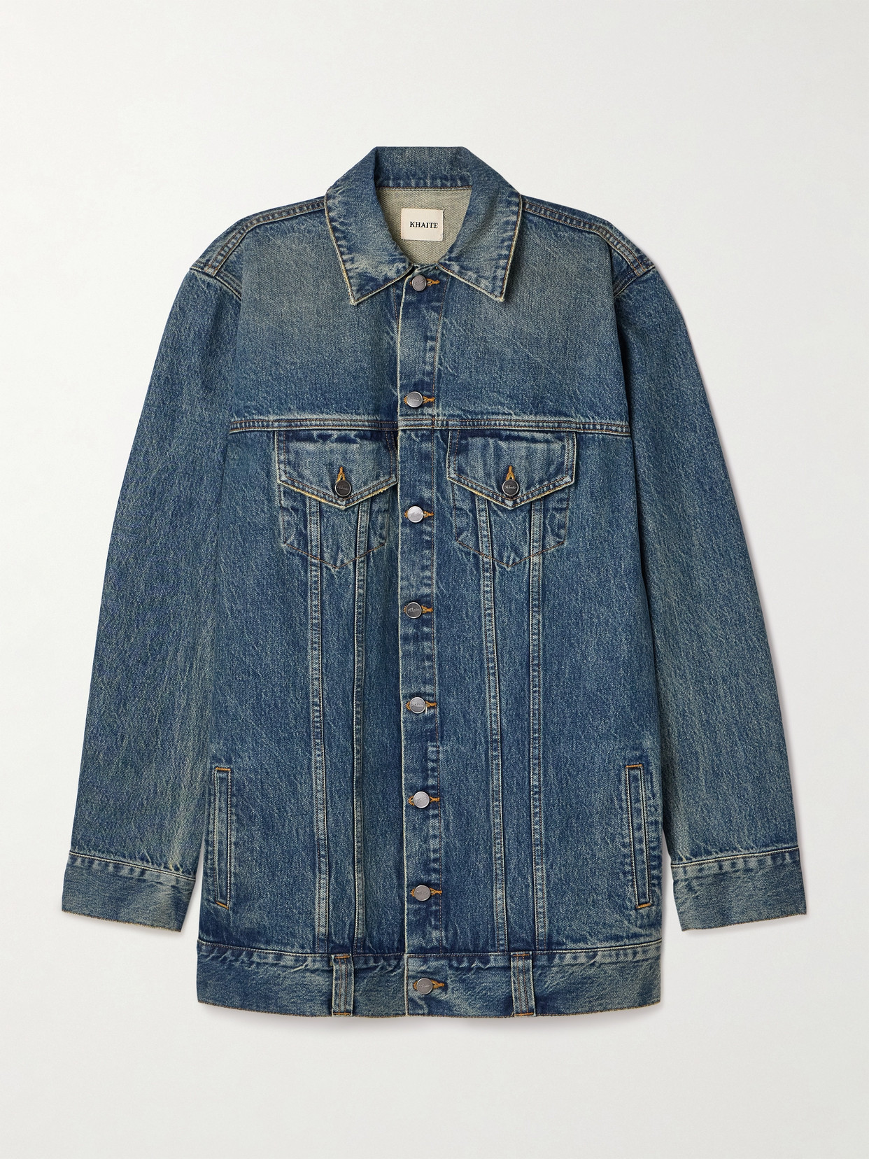 Khaite Ross Oversize Denim Trucker Jacket In Blue