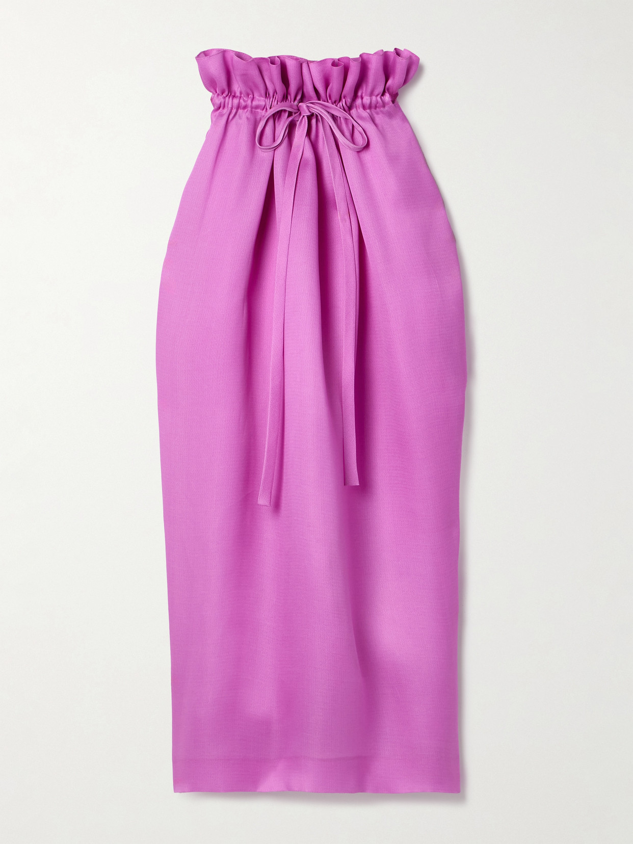 Khaite Ember Gathered Silk-gazar Maxi Skirt In Pink