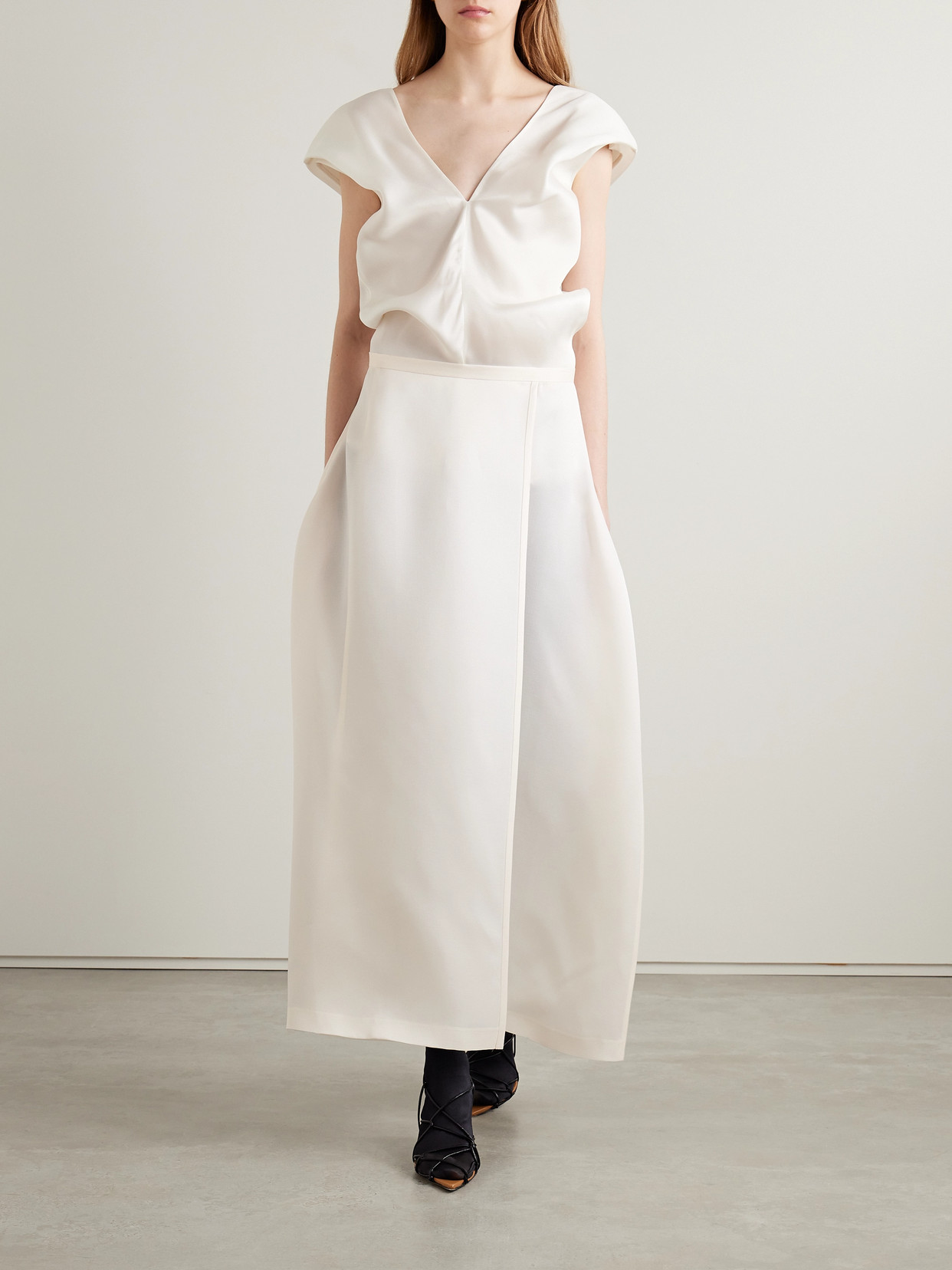 Mila Wrap-Effect Silk-Gazar Maxi