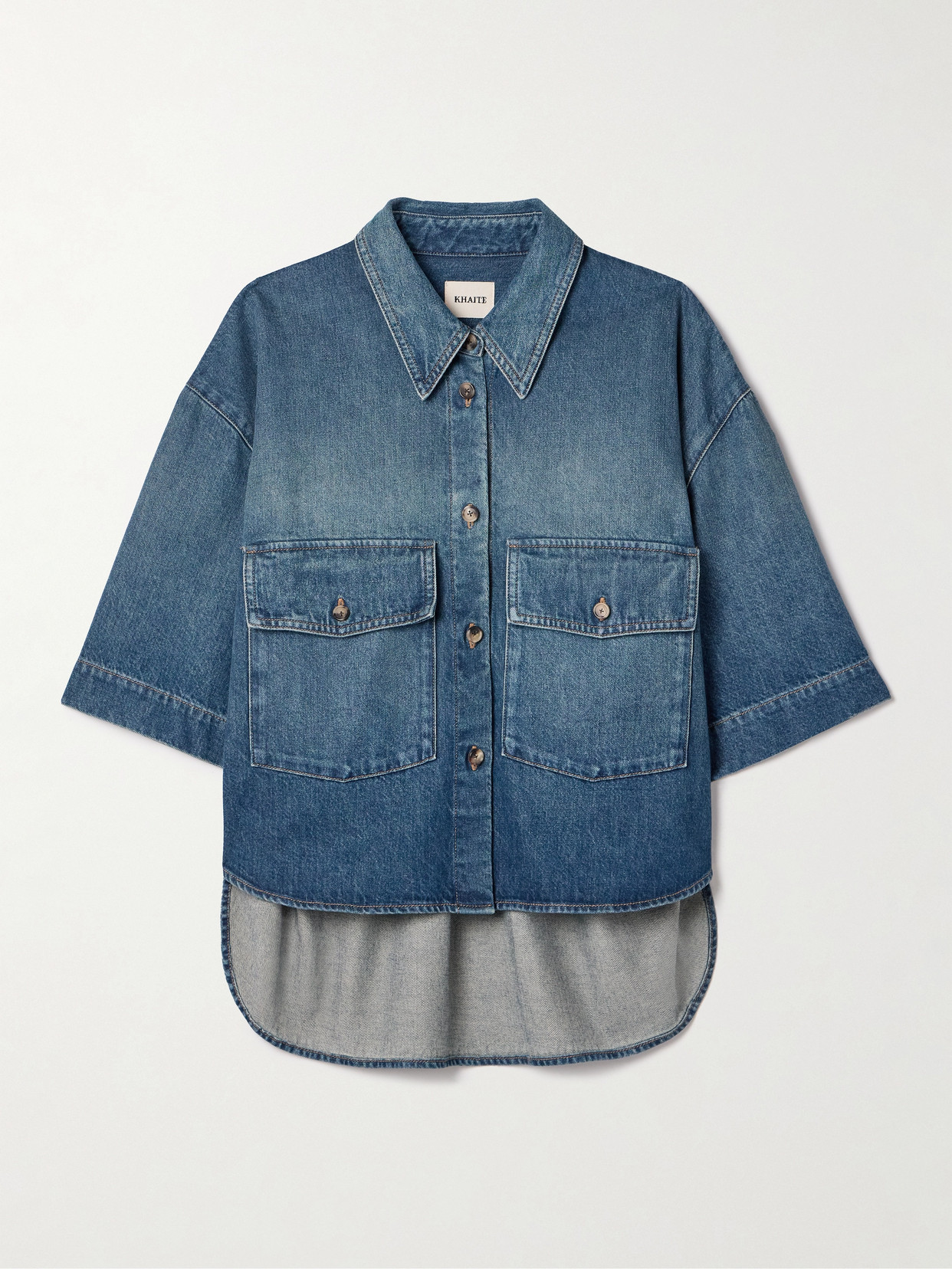 Khaite Mahsha Denim Button-front Top In Blue