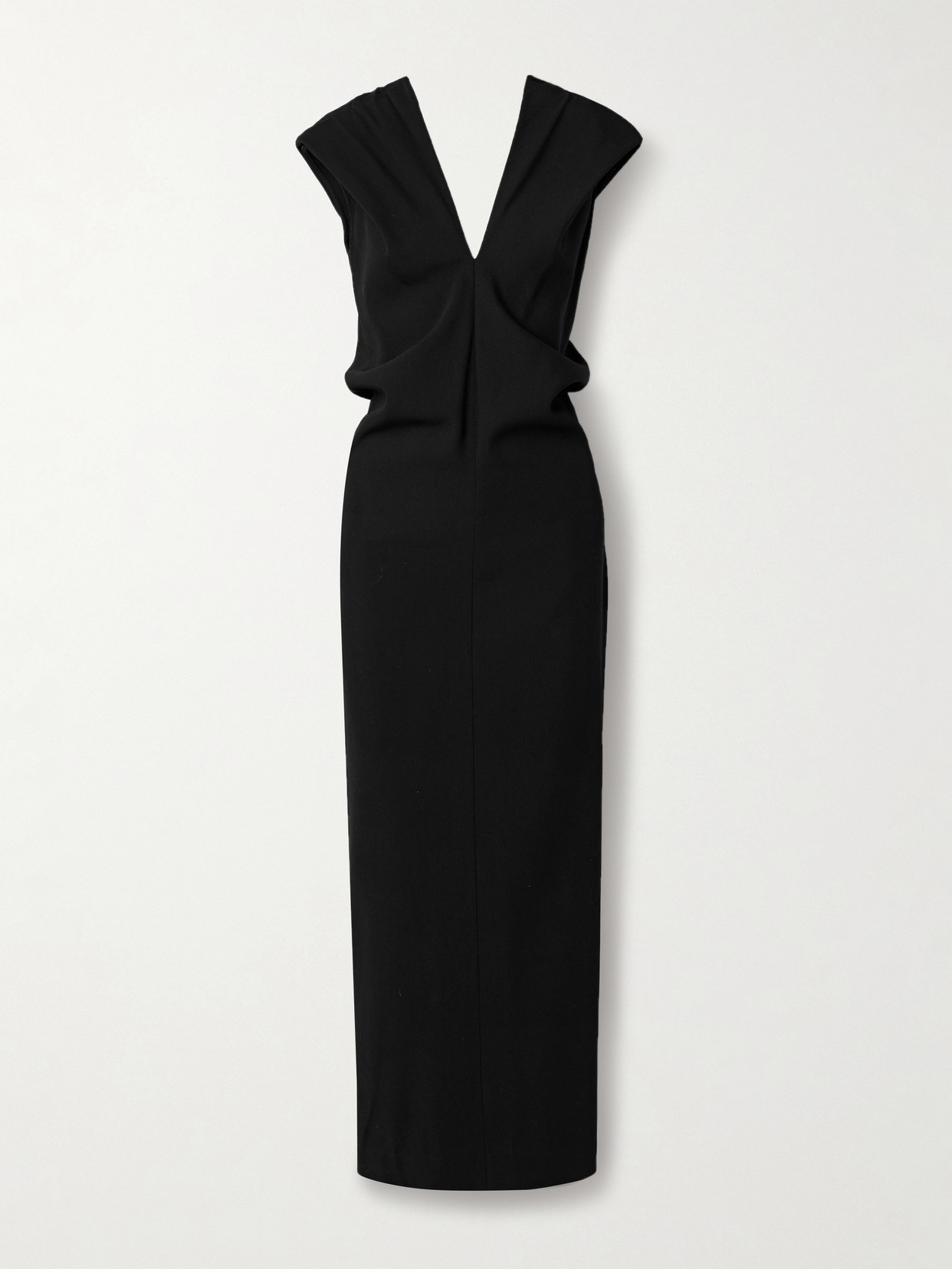 Khaite Ima Wool-blend Grain De Poudre Maxi Dress In Black