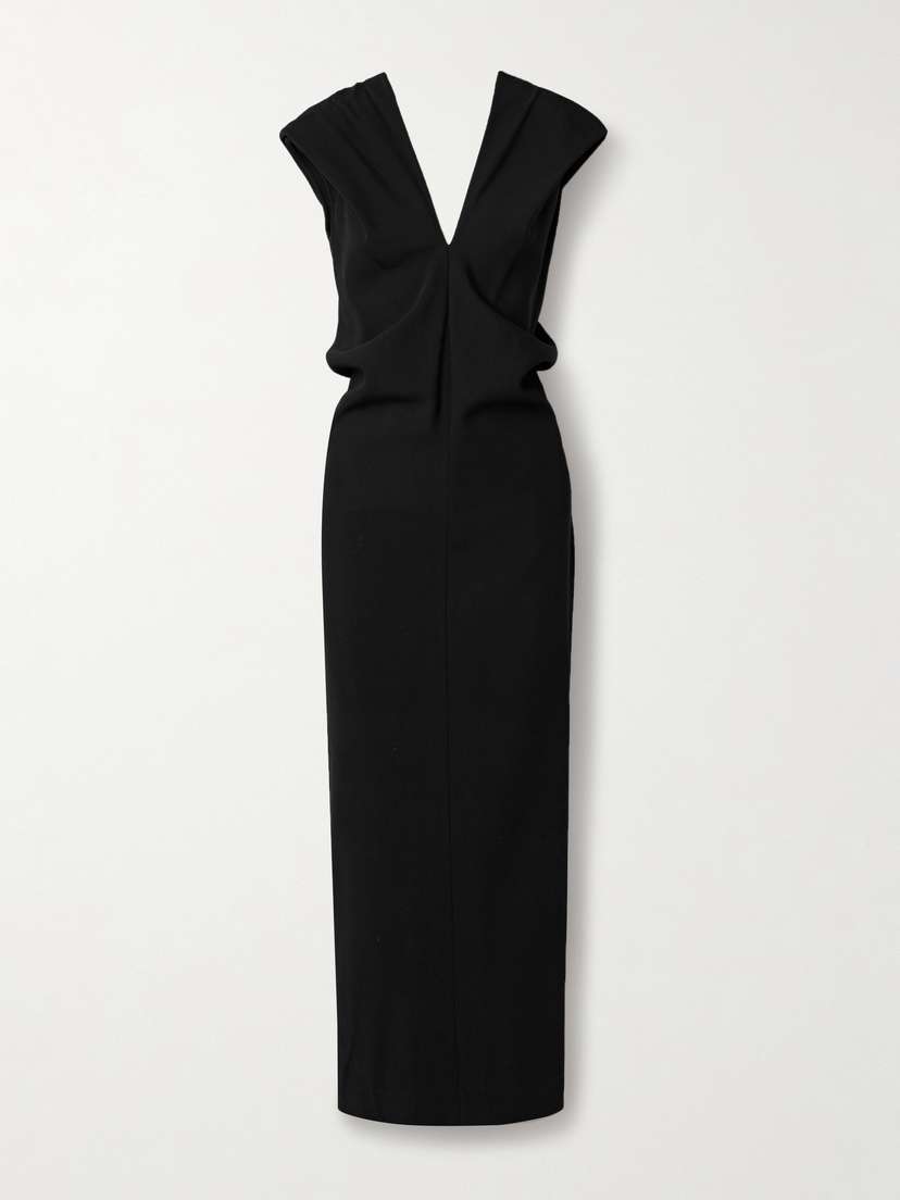 Khaite Ima Wool-blend Grain De Poudre Maxi Dress