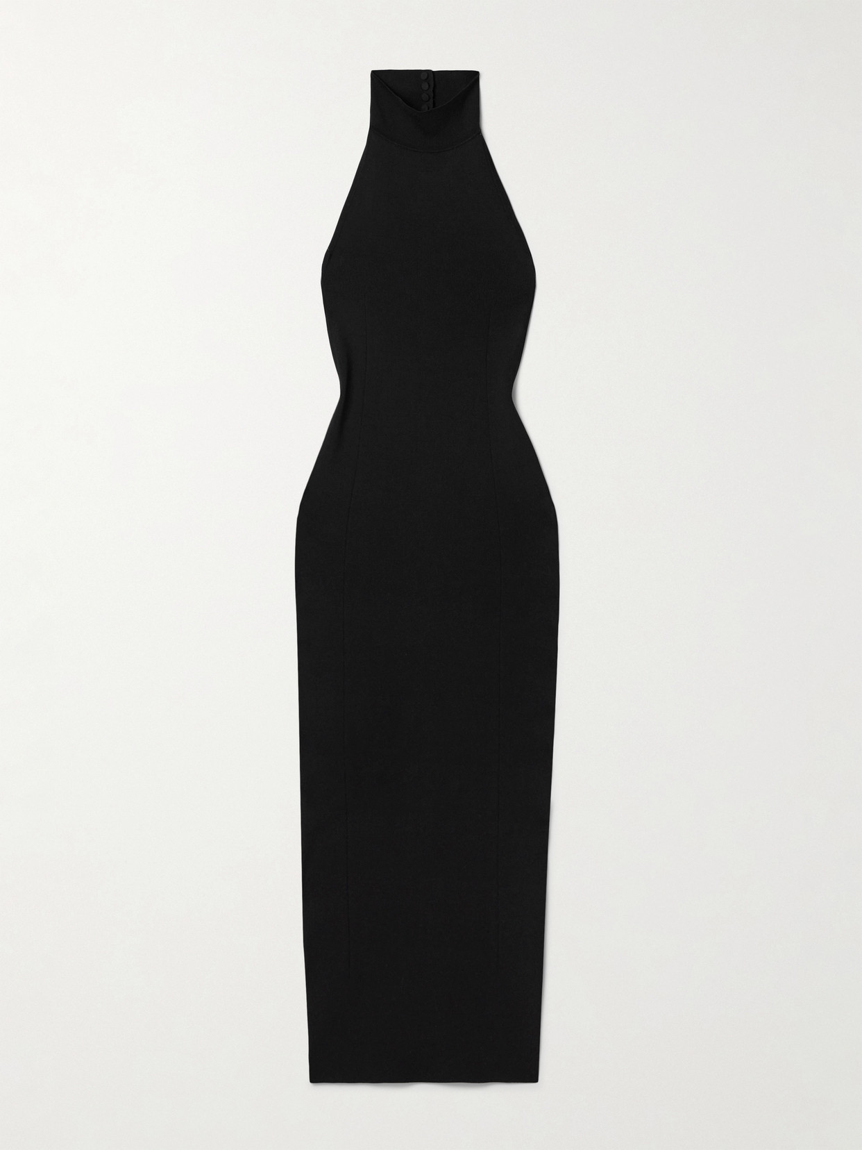 Khaite Suzanne Jersey Halterneck Midi Dress In Black