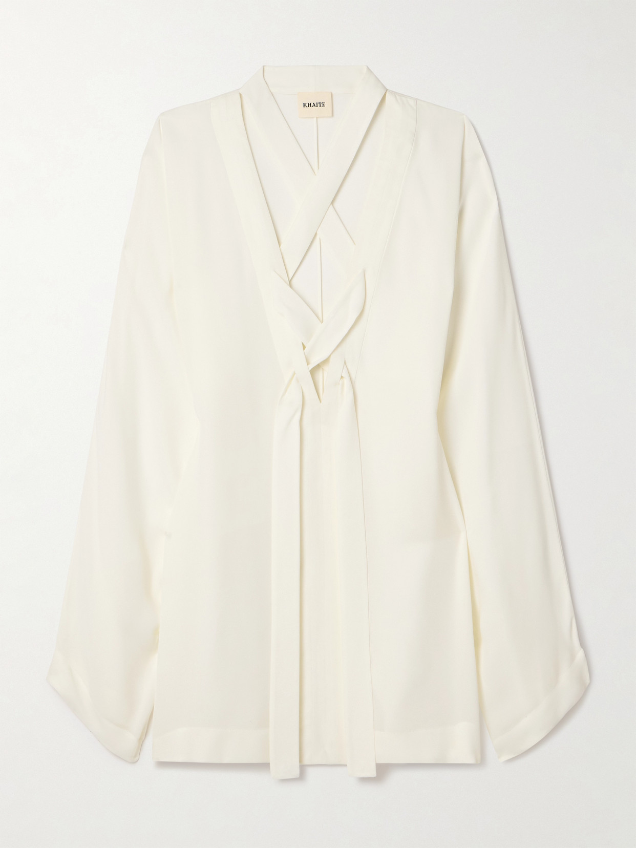Khaite Mehna Lace-up Silk Crepe De Chine Mini Dress In White