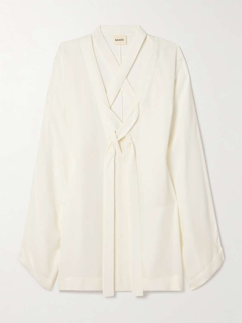 Khaite Mehna Lace-up Silk Crepe De Chine Mini Dress