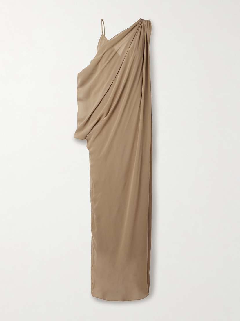 Khaite Taj Layered Draped One-shoulder Silk-chiffon Maxi Dress