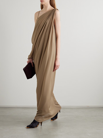 KHAITE Taj layered draped one-shoulder silk-chiffon maxi dress