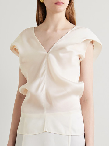 KHAITE Ami draped silk-gazar top