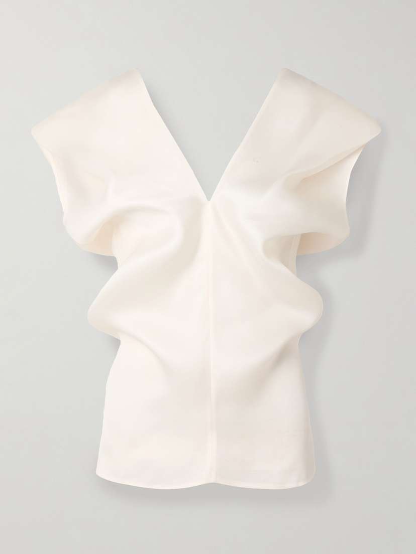 Khaite Ami Draped Silk-gazar Top