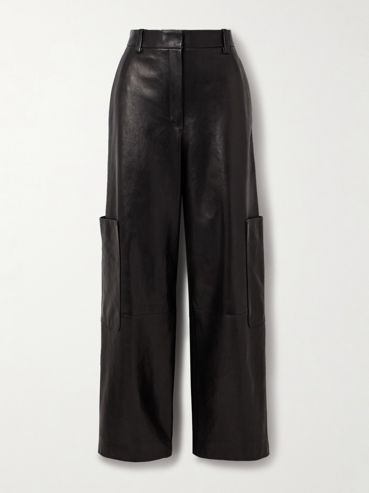 Khaite Caiton Leather Wide-leg Pants In Black