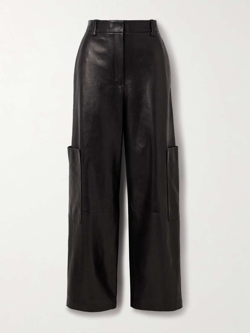 Khaite Caiton Leather Wide-leg Pants