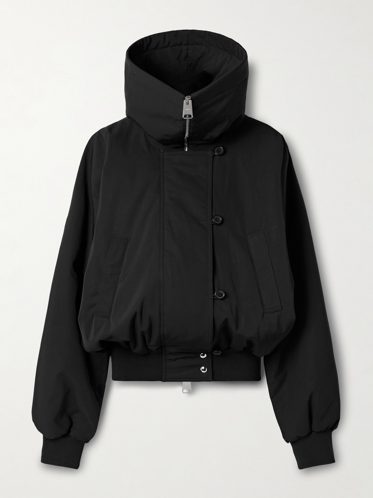Khaite Rhonda High Neck Twill Bomber Jacket In Black