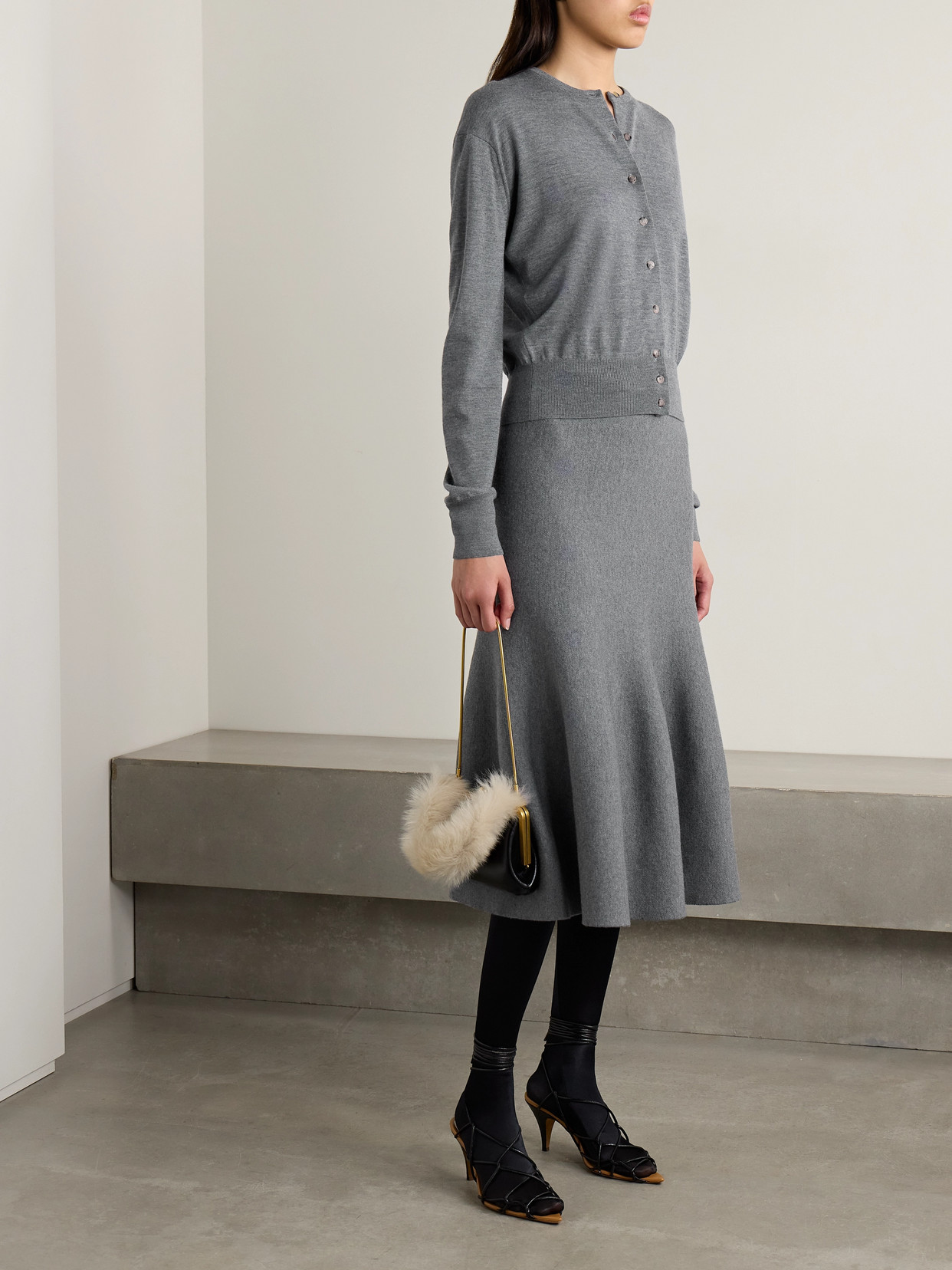 Khaite Jackie Wool-blend Cardigan In Grey