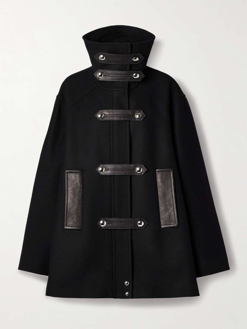 Khaite Melbo Leather-trimmed Wool-blend Felt Coat