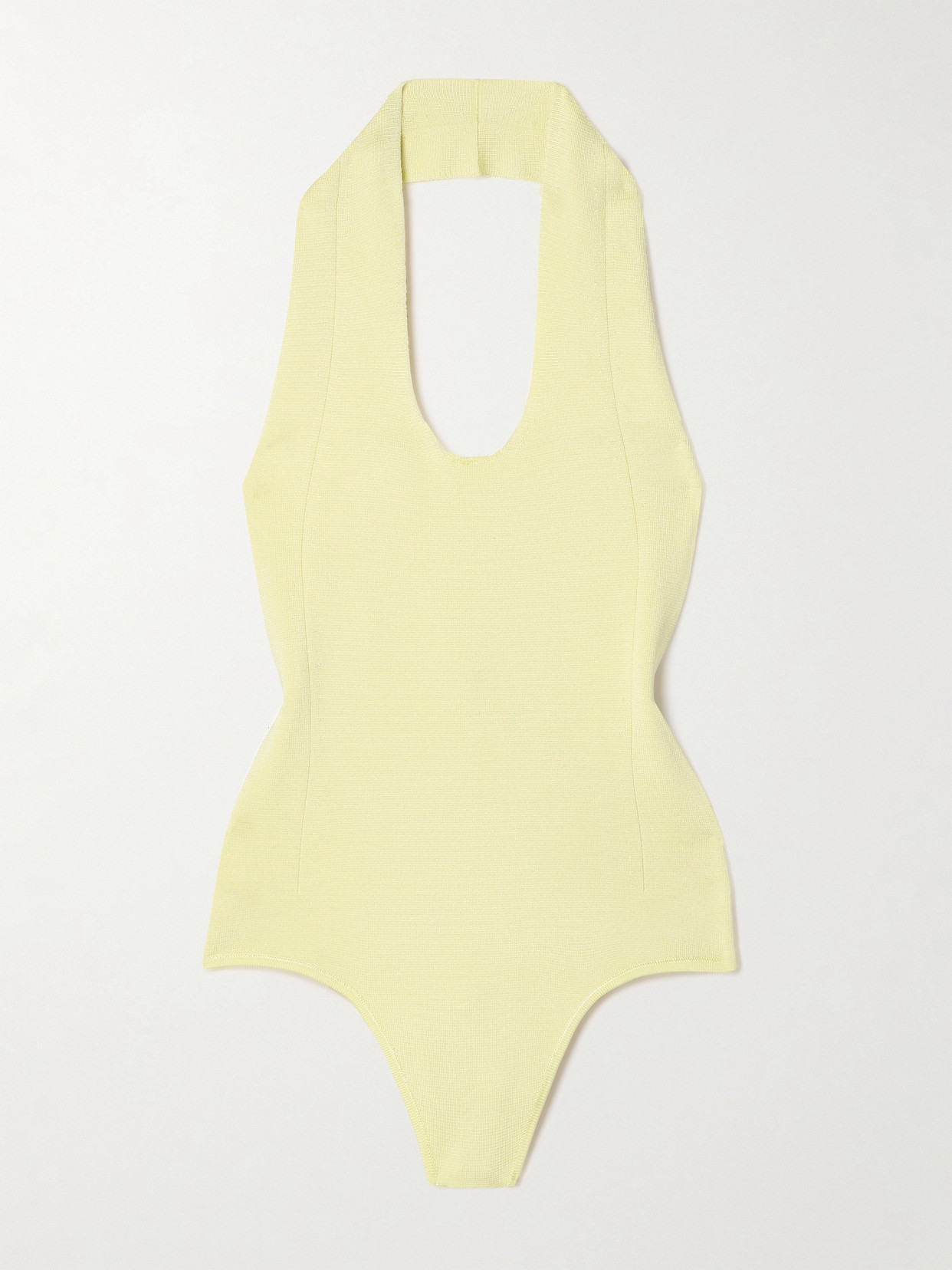 Khaite Toto Stretch-knit Halterneck Bodysuit In Yellow