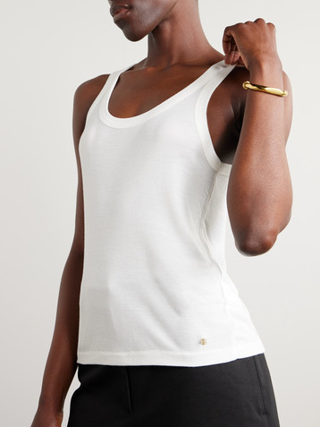 ANINE BING Brine ribbed Micro modal and cashmere-blend tank