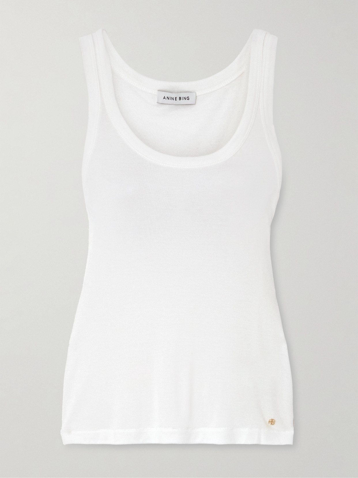 Shop Anine Bing Brine Ribbed Micro Modal And Cashmere-blend Tank In White