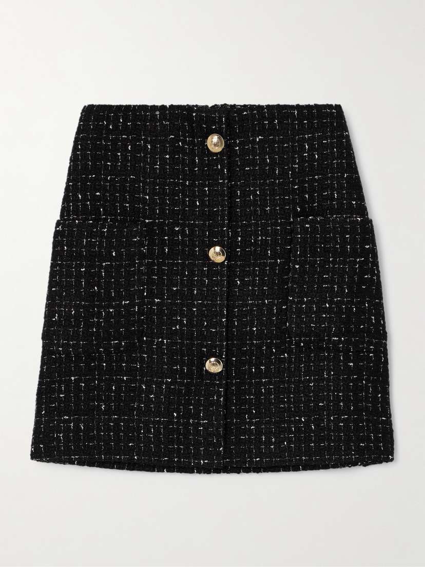 Anine Bing Mateo Embellished Metallic Tweed Mini Skirt