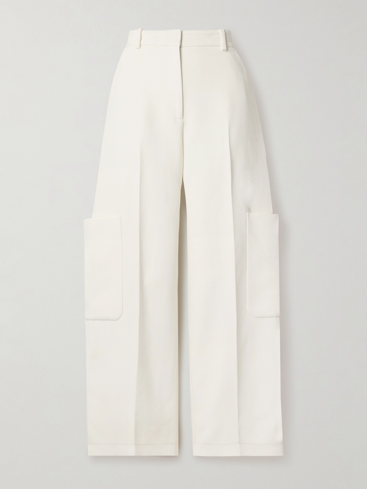 Khaite Caiton Grain De Poudre Wide-leg Pants In White