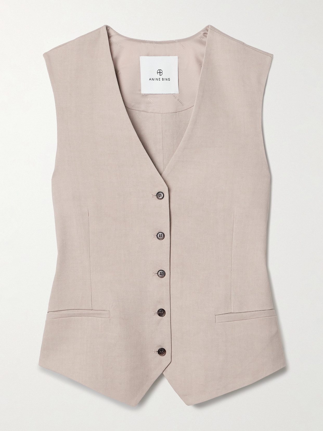 ANINE BING LENA LINEN-BLEND VEST