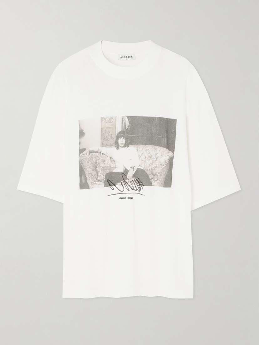 Anine Bing Avi Printed Cotton-jersey T-shirt