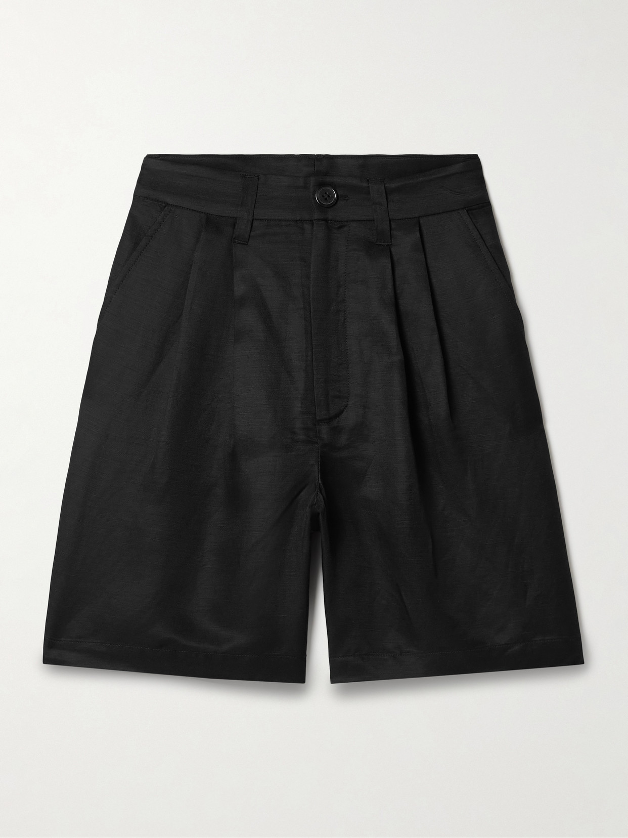 Anine Bing - Carrie Pleated Twill Shorts - Black