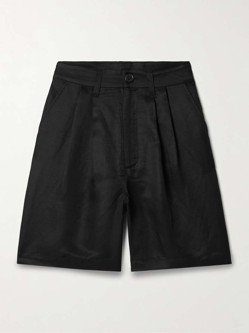 Anine Bing Carrie Pleated Twill Shorts