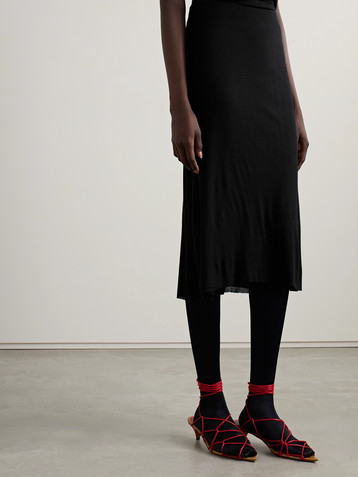 KHAITE Leema ribbed-jersey midi skirt