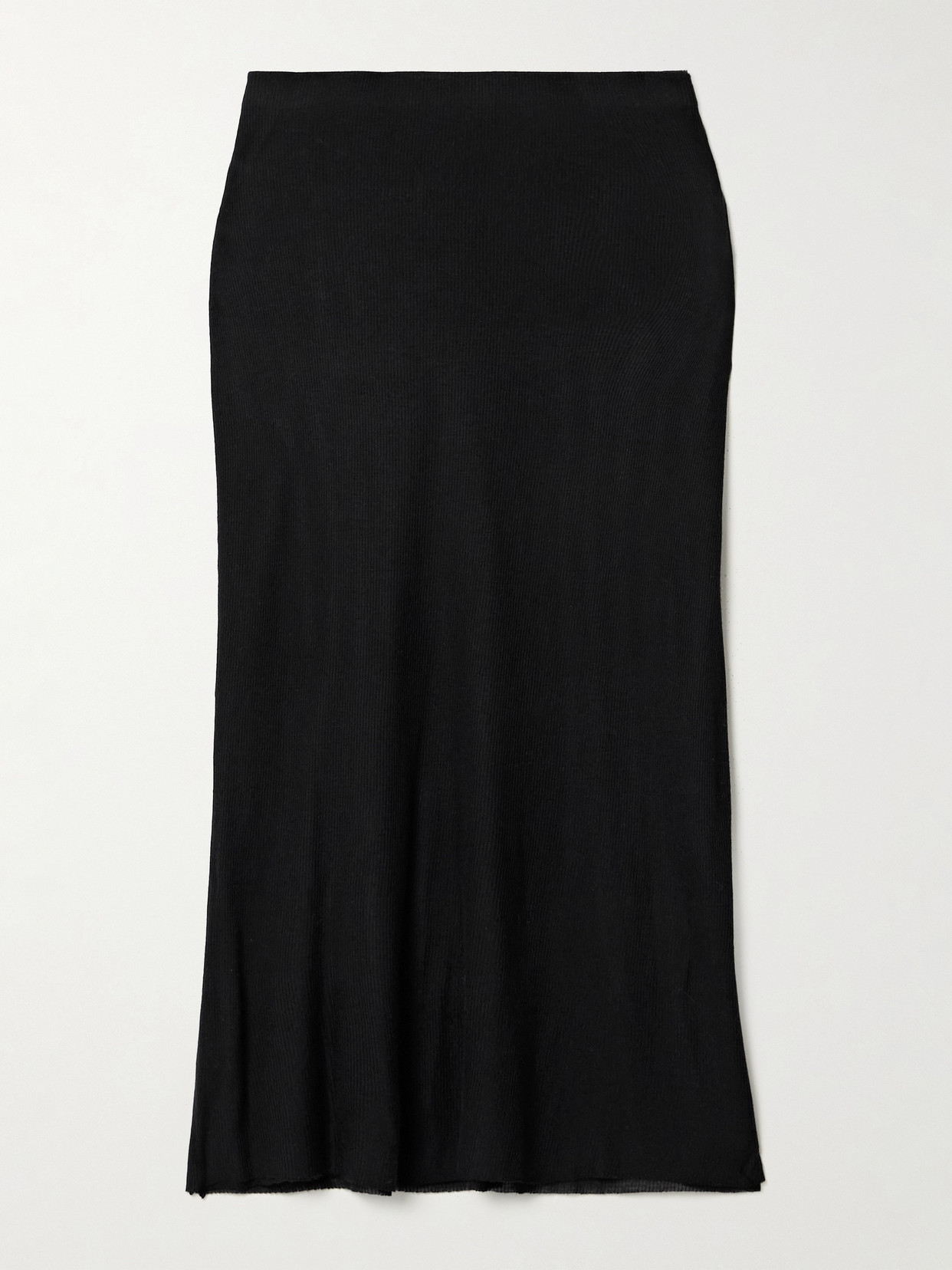 KHAITE - Leema Ribbed-jersey Midi Skirt - Black