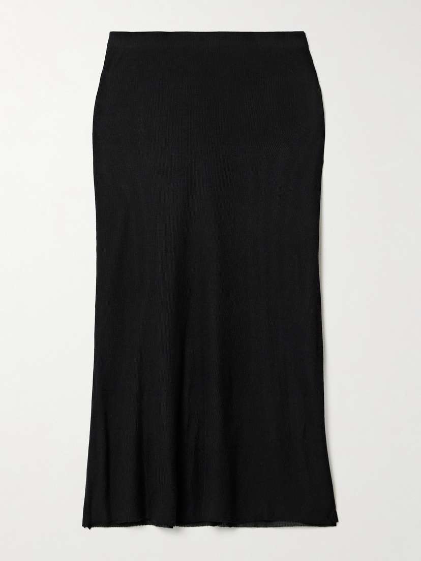 Khaite — Leema ribbed-jersey midi skirt