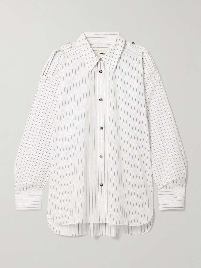 Khaite Tamal Oversized Striped Cotton-poplin Shirt