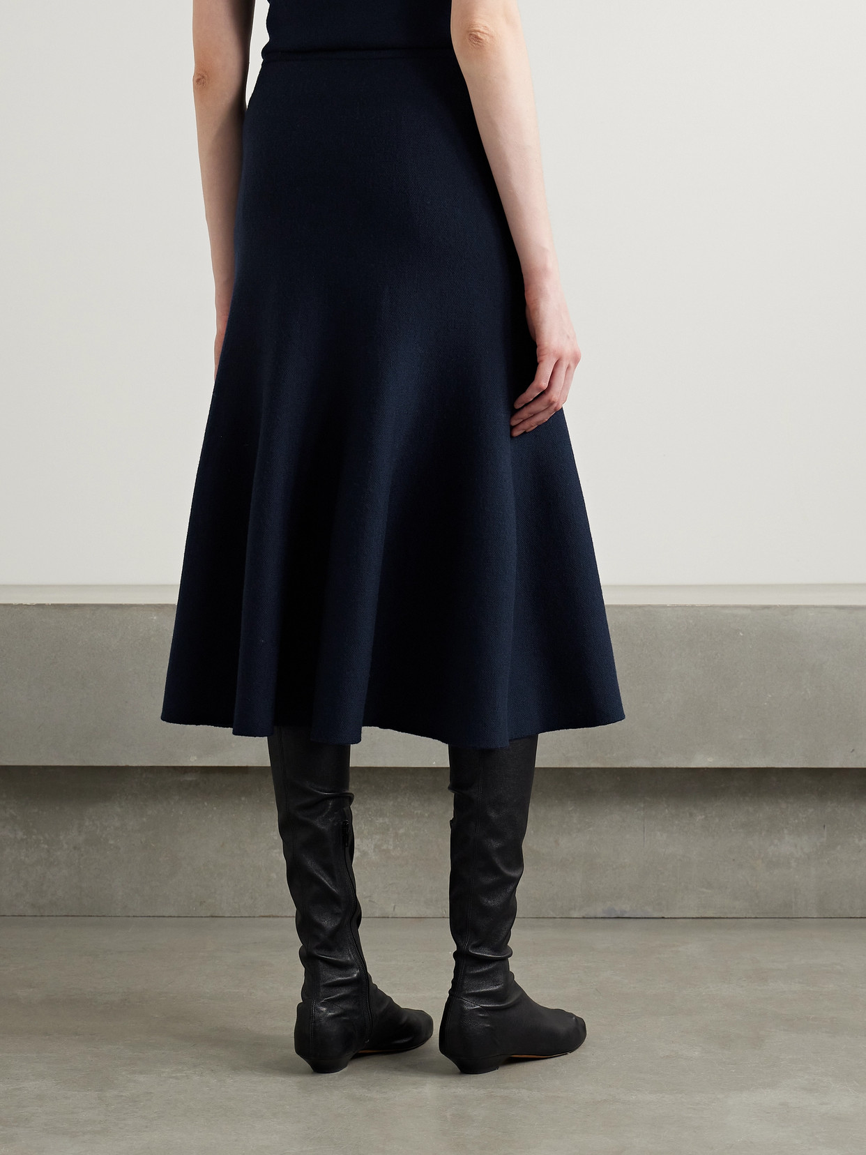 Shop Khaite Odil Wool-blend Midi Skirt In Blue